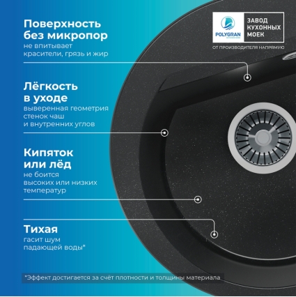 Мойка кухонная POLYGRAN ATOL 460 (космос №316)